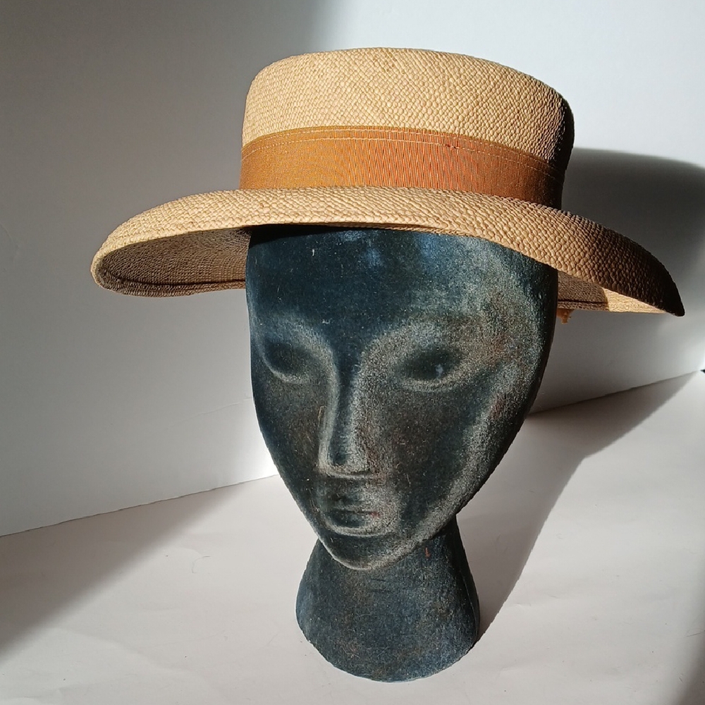 🎩 Vintage Edwardian Straw Boater Hat by Gage Brothers – Museum-Quality Milliner
